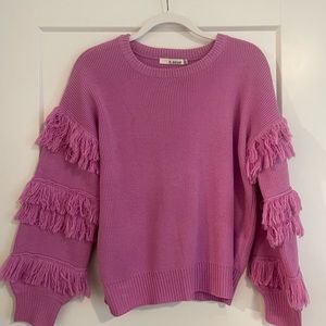 Vici Fringe pink sweater- XS